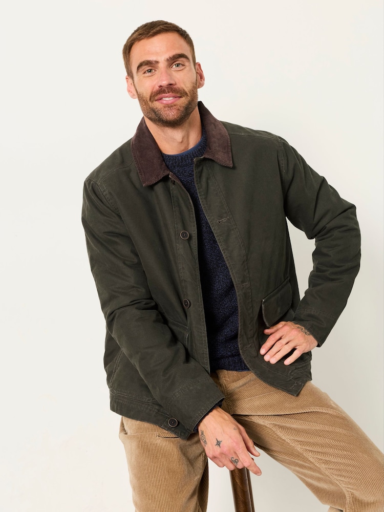 FatFace Khaki Green Canvas Barn Jacket - Image 2 of 8 FatFace Khaki Green Canvas Barn Jacket - Image 2 of 8