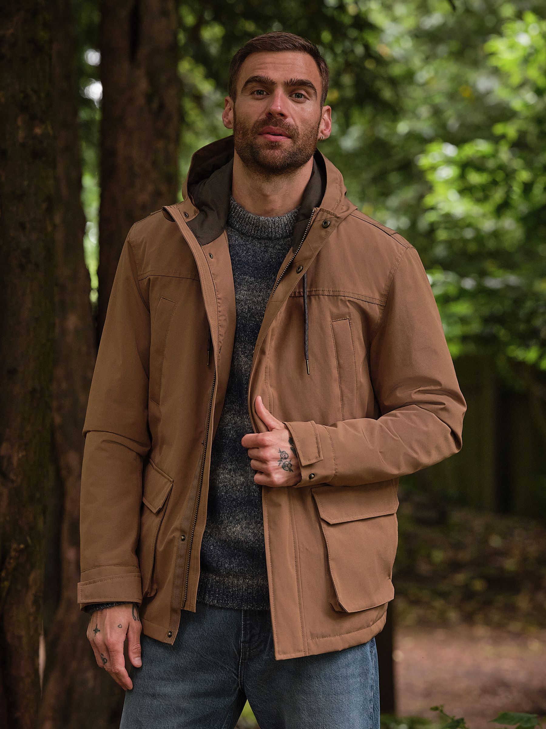 Fat Face Men's Dark Natural Fatface Bala Waterproof Jacket
