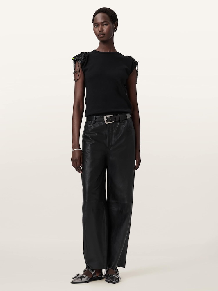 Tunique Haut Sans Manches All Saints - Taille UK 6 - Noir - Coton - Neuf Sans étiquettes