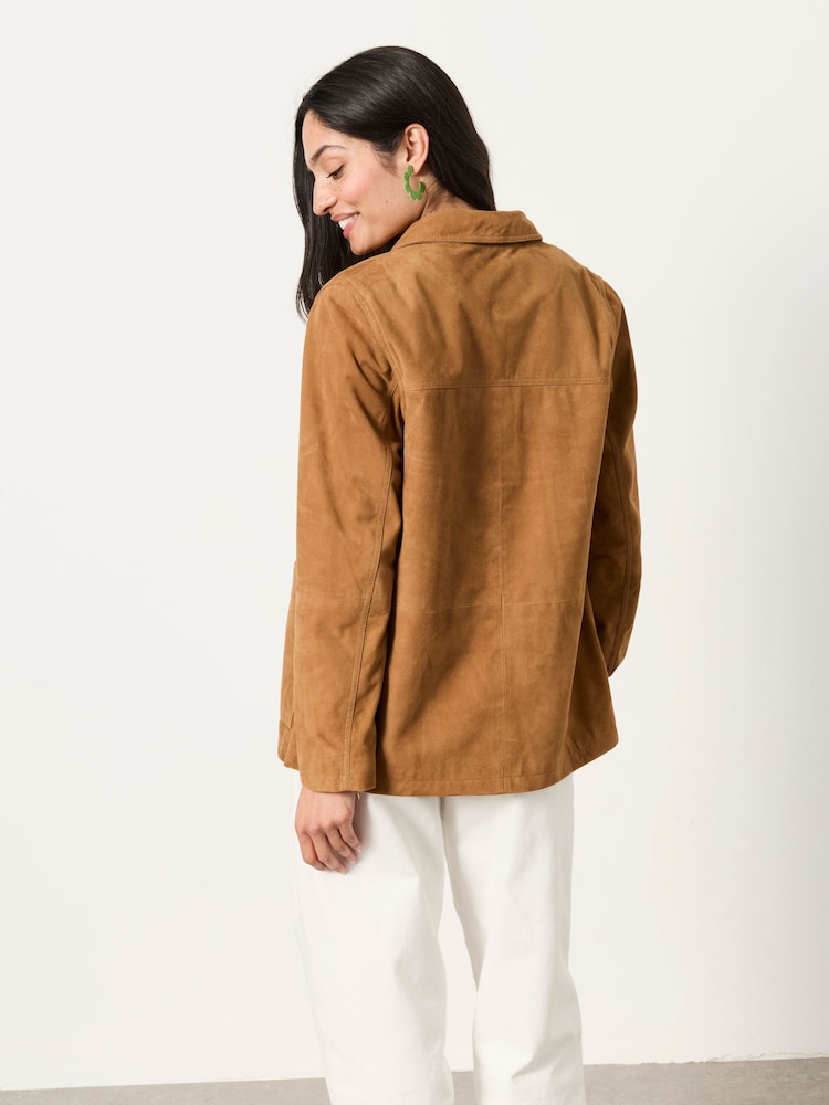 FatFace Tan Brown Petite Suede Jacket - Image 2 of 5 FatFace Tan Brown Petite Suede Jacket - Image 2 of 5