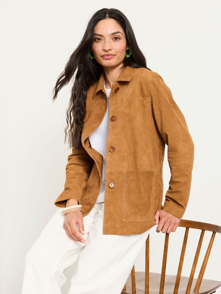 FatFace Tan Brown Petite Suede Jacket - Image 5 of 5 FatFace Tan Brown Petite Suede Jacket - Image 5 of 5