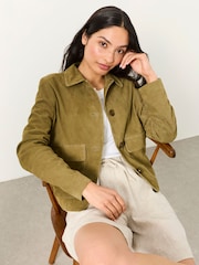 FatFace Green Petite Suede Jacket - Image 5 of 6