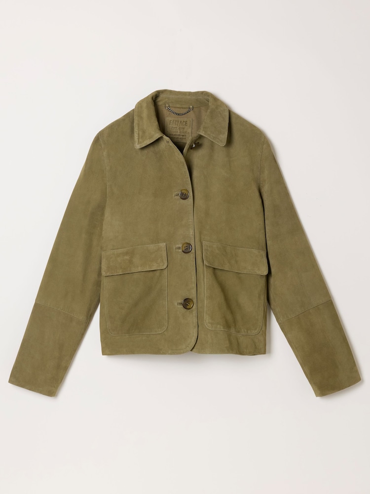 FatFace Green Petite Suede Jacket - Image 6 of 6