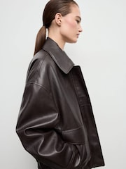 Mango Brown Faux Leather Jacket - Image 3 of 7