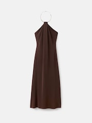 Mango Brown Halter Neck Maxi Dress - Image 4 of 5