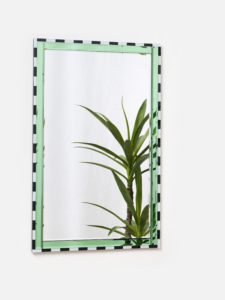 Oliver Bonas Green Maya Striped Border Wall Mirror - Image 1 of 4 Oliver Bonas Green Maya Striped Border Wall Mirror - Image 1 of 4