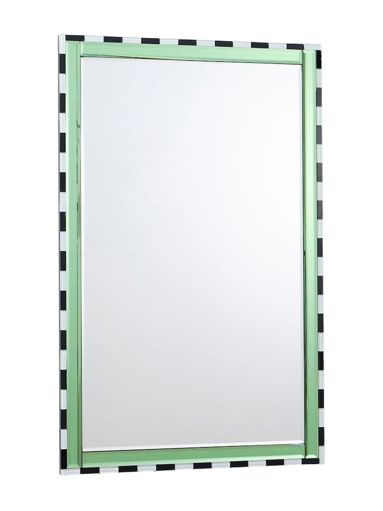 Oliver Bonas Green Maya Striped Border Wall Mirror - Image 4 of 4 Oliver Bonas Green Maya Striped Border Wall Mirror - Image 4 of 4