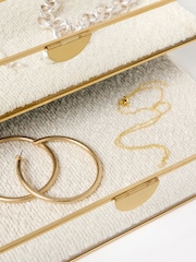 Oliver Bonas Cream Gold & Glass Boucle Tiered Large Jewellery Box - Image 3 of 6