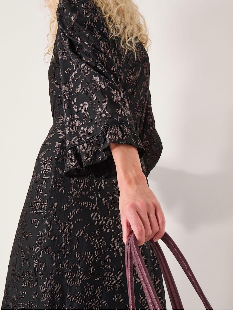 Monsoon Black Deyla Sparkle Devoré Jersey Midi Dress - Image 2 of 4 Monsoon Black Deyla Sparkle Devoré Jersey Midi Dress - Image 2 of 4