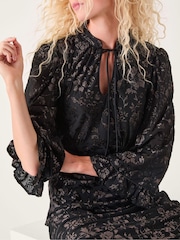 Monsoon Black Deyla Sparkle Devoré Jersey Midi Dress - Image 3 of 4