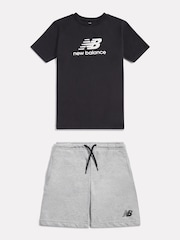 New Balance Black Stacked Logo T-Shirt & Shorts Set - Image 7 of 11