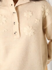 Monsoon Natural Em Floral Embroidered Knit Jumper - Image 5 of 5