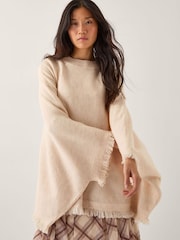 Monsoon Natural Fay Fringe Trim Poncho - Image 1 of 5