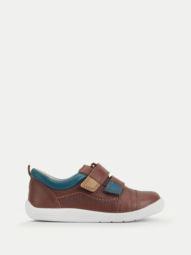 Start-Rite Playhouse Boys Leather Rip-Tape Casual Trainer Style First Walking Brown Shoes - Image 1 of 6