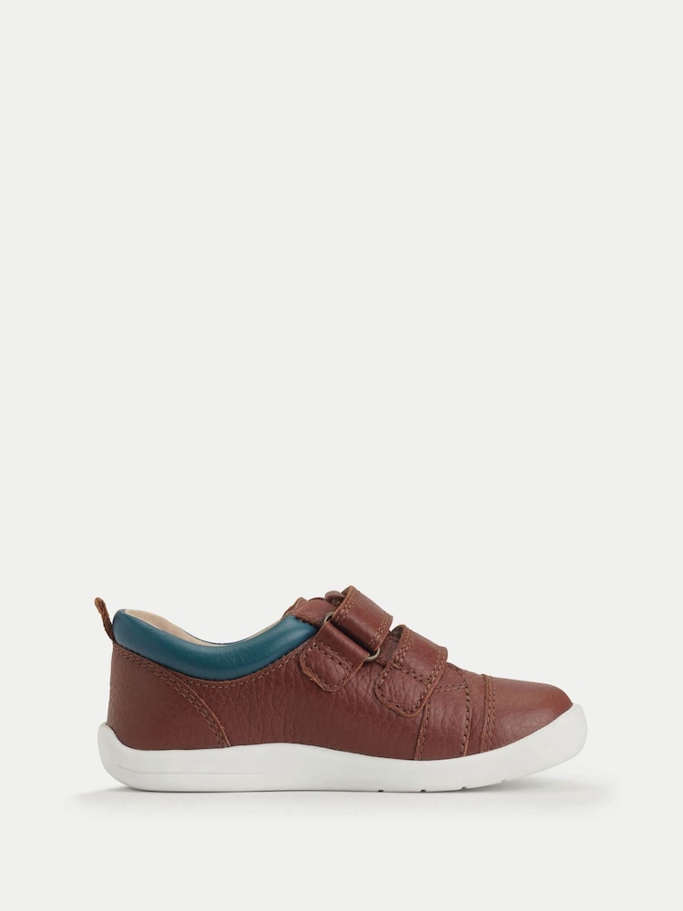 Start-Rite Playhouse Boys Leather Rip-Tape Casual Trainer Style First Walking Brown Shoes - Image 2 of 6