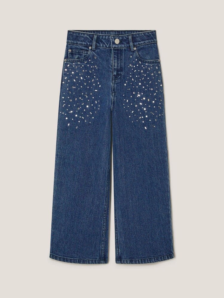 Monsoon Blue Heat Seal Jewel Wide Leg Jeans - Image 1 of 3 Monsoon Blue Heat Seal Jewel Wide Leg Jeans - Image 1 of 3