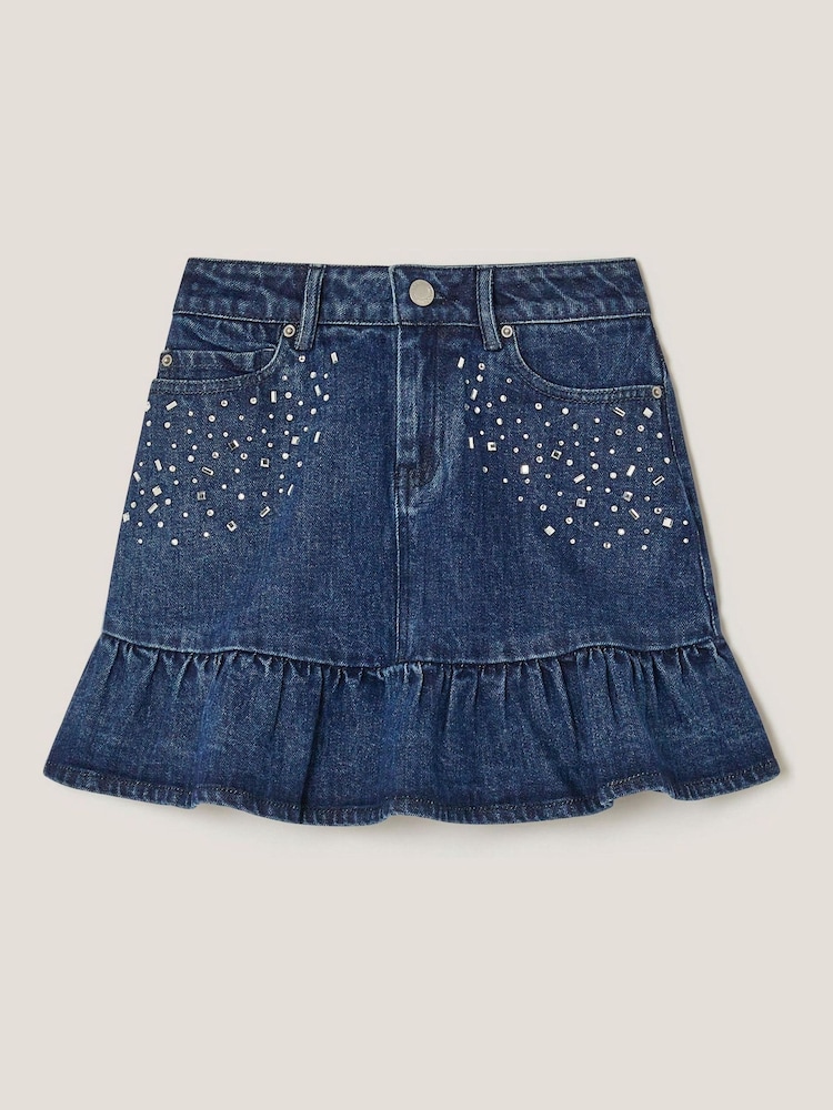 Monsoon Blue Jewel Heat Seal Denim Skirt - Image 1 of 3