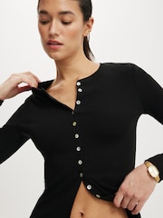 Cotton On Black Bailey Button Detail Cardigan - Image 3 of 4