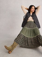 White Stuff Black Mabel Mixed Print Skirt - Image 2 of 6