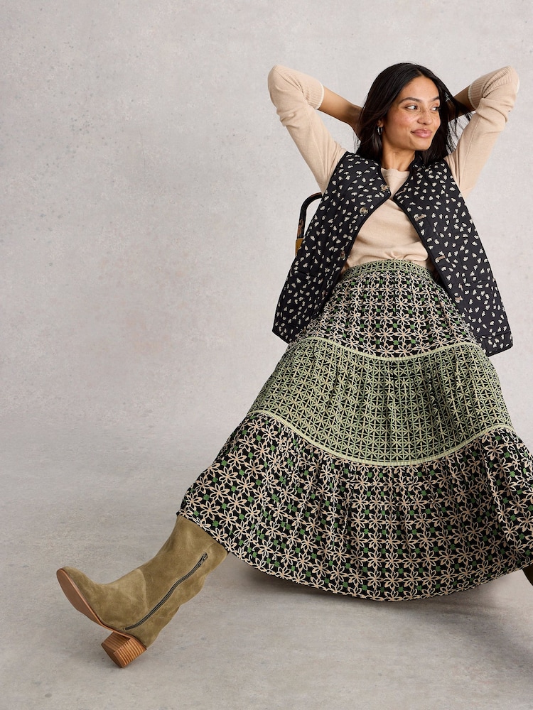 White Stuff Black Mabel Mixed Print Skirt - Image 2 of 6