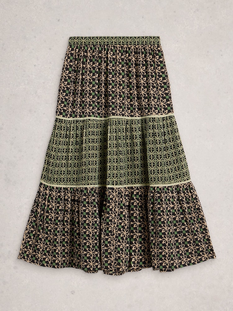 White Stuff Black Mabel Mixed Print Skirt - Image 6 of 6