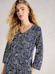 White Stuff Blue Tallie Jersey Dress - Image 4 of 6