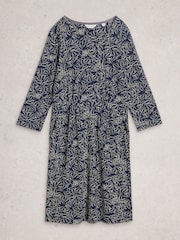 White Stuff Blue Tallie Jersey Dress - Image 5 of 6
