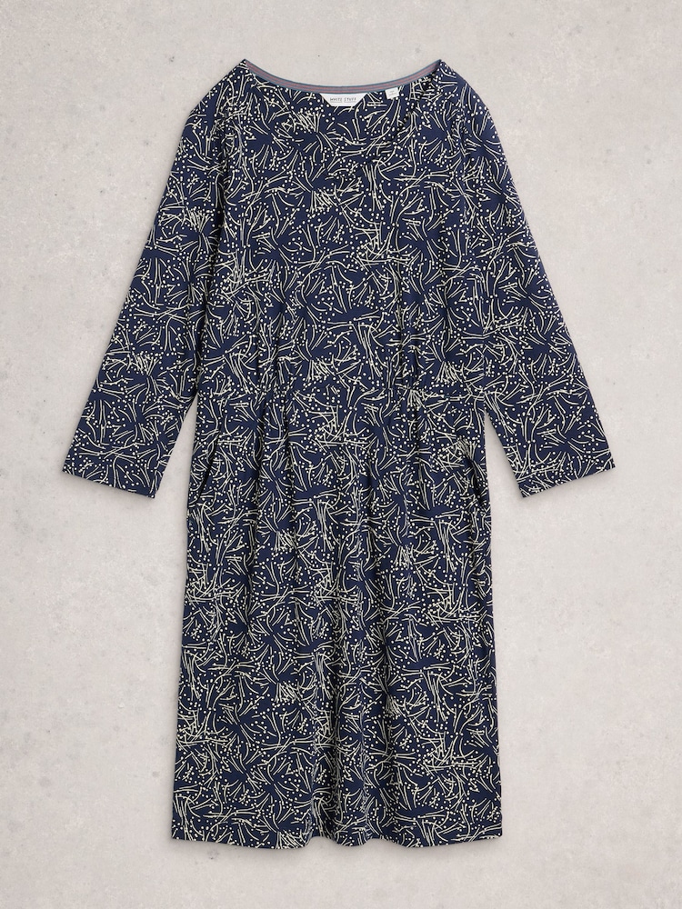 Womens White Stuff Navy Tallie Jersey Dress US 16
