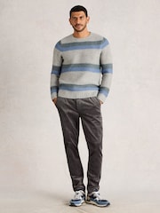 White Stuff Grey Breton Stripe Crew Neck Jumper - Image 1 of 6