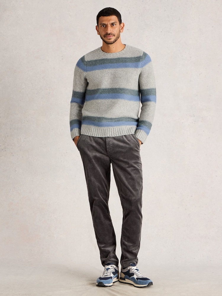 White Stuff Grey Breton Stripe Crew Neck Jumper - Image 1 of 6 White Stuff Grey Breton Stripe Crew Neck Jumper - Image 1 of 6