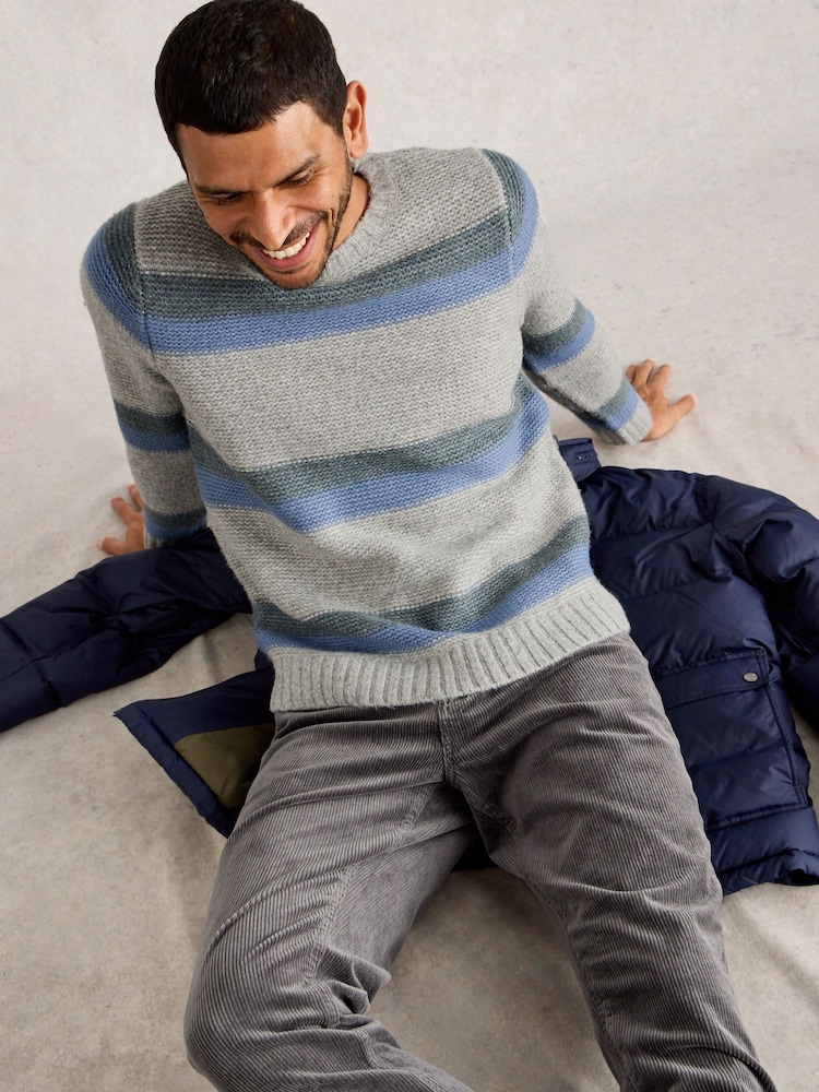 White Stuff Grey Breton Stripe Crew Neck Jumper - Image 2 of 6 White Stuff Grey Breton Stripe Crew Neck Jumper - Image 2 of 6