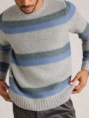 White Stuff Grey Breton Stripe Crew Neck Jumper - Image 4 of 6