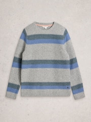 White Stuff Grey Breton Stripe Crew Neck Jumper - Image 5 of 6