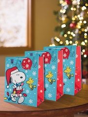 Hallmark Blue 3 Large Peanuts Snoopy Christmas Gift Bags - Image 1 of 5