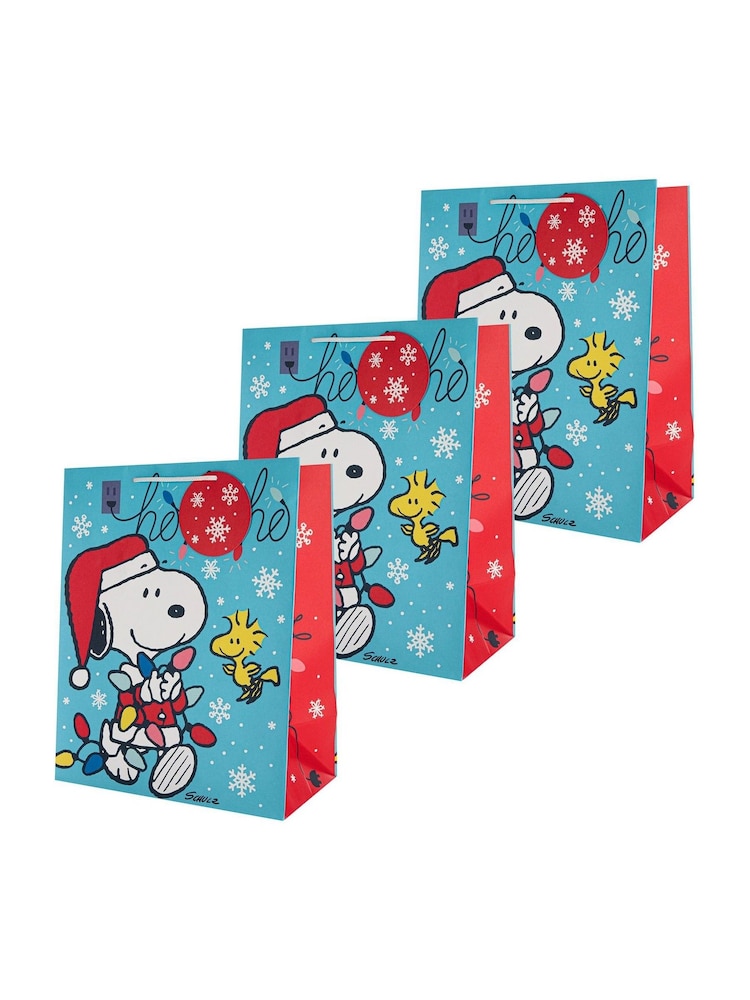 Hallmark Blue 3 Large Peanuts Snoopy Christmas Gift Bags - Image 2 of 5 Hallmark Blue 3 Large Peanuts Snoopy Christmas Gift Bags - Image 2 of 5