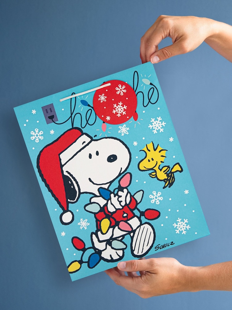 Hallmark Blue 3 Large Peanuts Snoopy Christmas Gift Bags - Image 5 of 5 Hallmark Blue 3 Large Peanuts Snoopy Christmas Gift Bags - Image 5 of 5