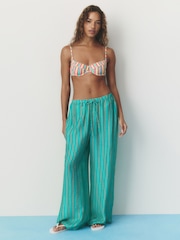 self. Green Stripe Wide Leg Stripe Beach Trousers - Image 2 of 5