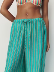 self. Green Stripe Wide Leg Stripe Beach Trousers - Image 3 of 5