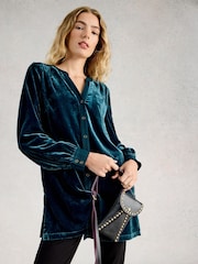 White Stuff Green Olive Velvet Tunic - Image 3 of 6