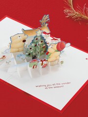 Hallmark Blue 3D Pop Up Forever Friends Reindeer Christmas Card - Image 1 of 5