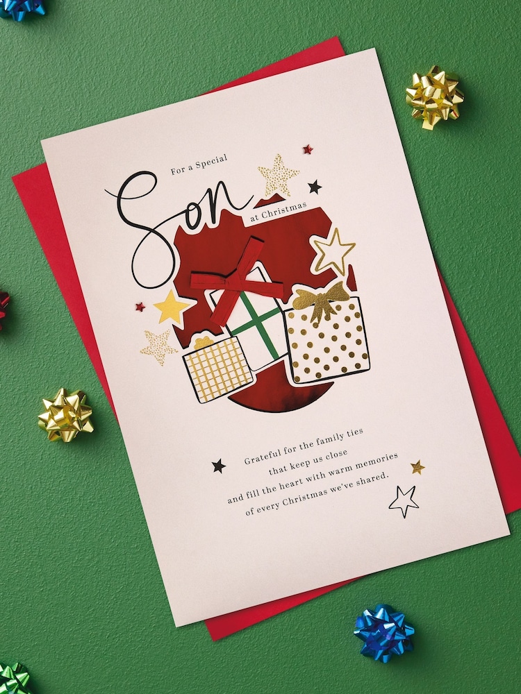 Hallmark Cream Son Special Sentiment Christmas Card - Image 1 of 6 Hallmark Cream Son Special Sentiment Christmas Card - Image 1 of 6