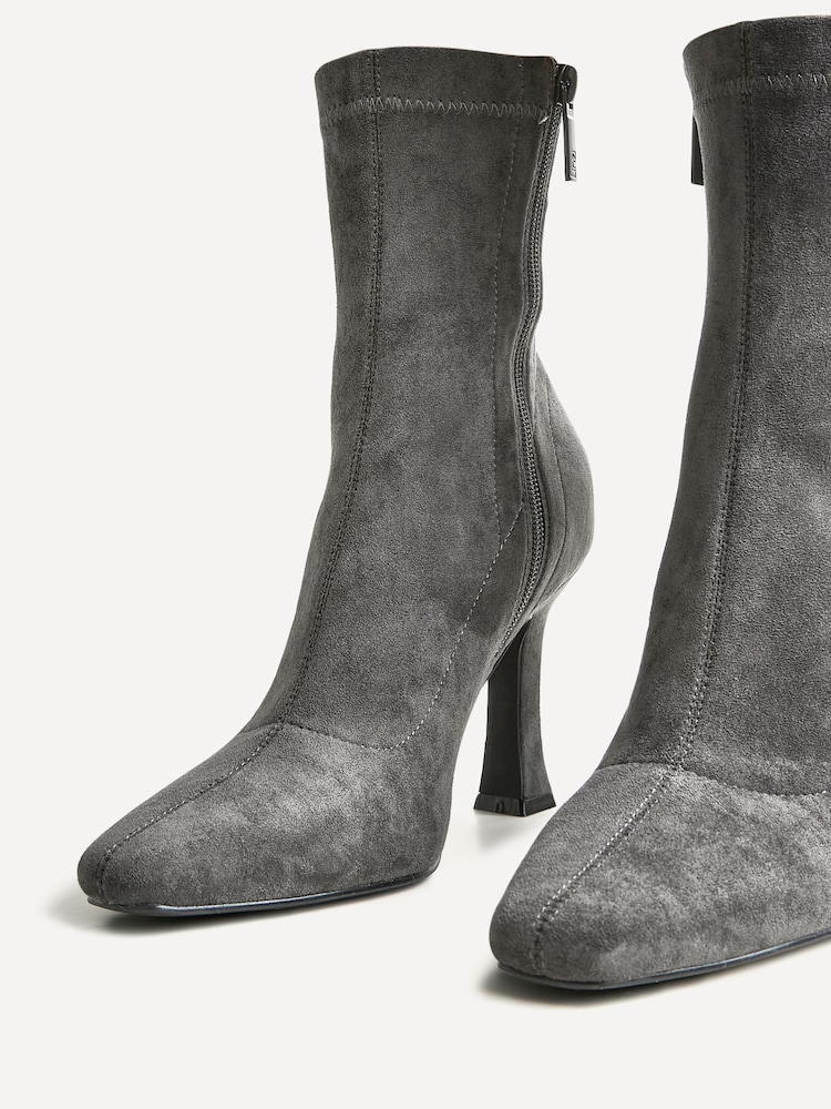 Linzi Grey Lovato Square Toe Heeled Sock Boots - Image 5 of 5 Linzi Grey Lovato Square Toe Heeled Sock Boots - Image 5 of 5