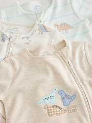 Neutral Dinosaur Two Way Zip Baby Sleepsuits 3 Pack (0-2yrs) - Image 10 of 13