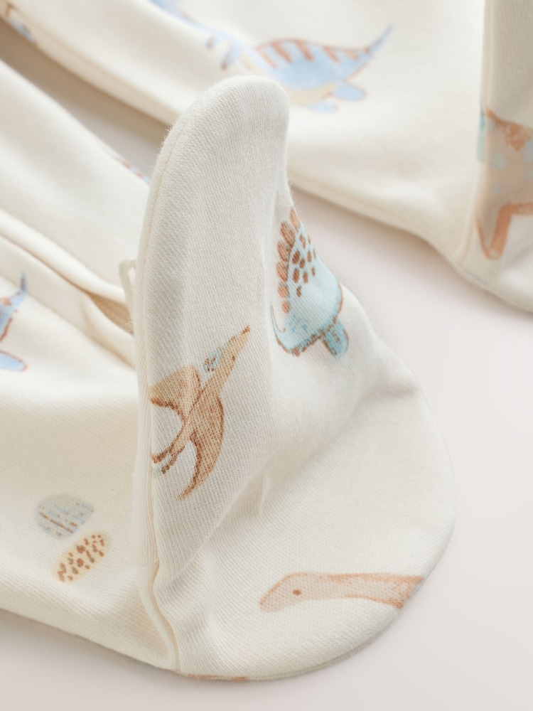 Neutral Dinosaur Two Way Zip Baby Sleepsuits 3 Pack (0-2yrs) - Image 13 of 13