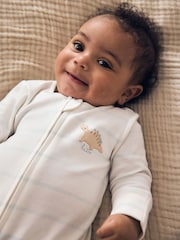 Neutral Dinosaur Two Way Zip Baby Sleepsuits 3 Pack (0-2yrs) - Image 3 of 13