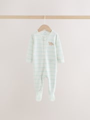 Neutral Dinosaur Two Way Zip Baby Sleepsuits 3 Pack (0-2yrs) - Image 8 of 13