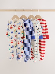 Bright Transport Two Way Zip Baby Sleepsuits 4 Pack (0mths-2yrs) - Image 1 of 18
