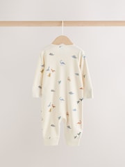 Blue 3 Pack Two Way Zip Baby Sleepsuits 3 Pack (0mths-3yrs) - Image 6 of 13