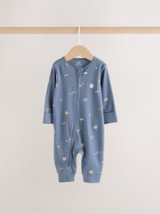 Blue 3 Pack Two Way Zip Baby Sleepsuits 3 Pack (0mths-3yrs) - Image 8 of 13