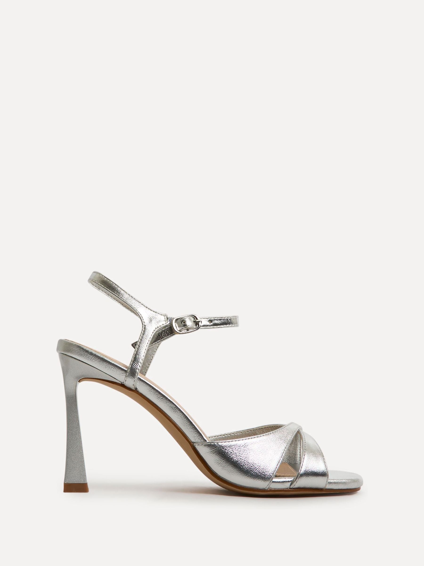 Buy Linzi Silver Compelled Crossover Stiletto Heeled Sandals from